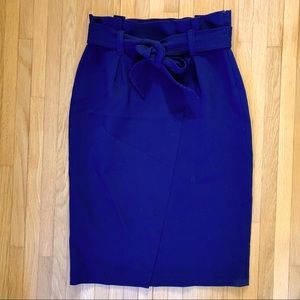 Zara Navy Paper Bag Waist Wrap Skirt